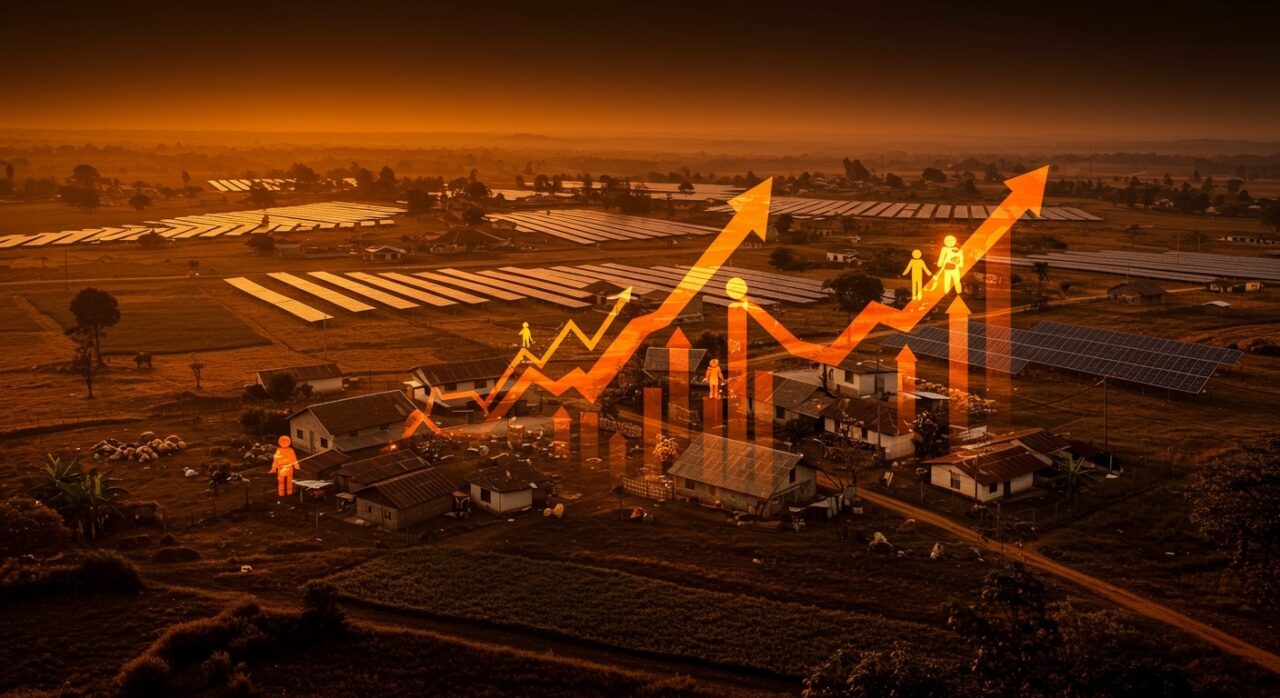 Pueblo rural de Belinchón revitalizado con energías renovables y parques solares, ejemplo de sostenibilidad y crecimiento local.