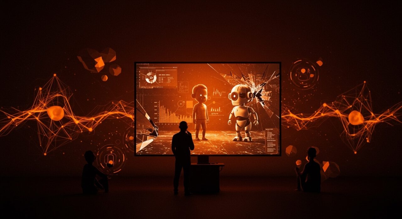 Fracaso de Grok en benchmark ARC-AGI-3 mostrando a un niño superando a la inteligencia artificial y exponiendo líderes del mercado IA.