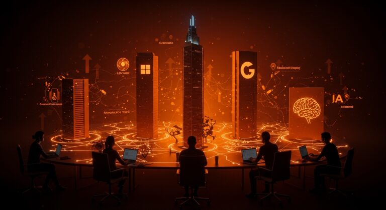 Concentración tecnológica de seis grandes empresas controlando el ecosistema startup en LATAM y España con enfoque en regulación IA y ética inteligencia artificial.