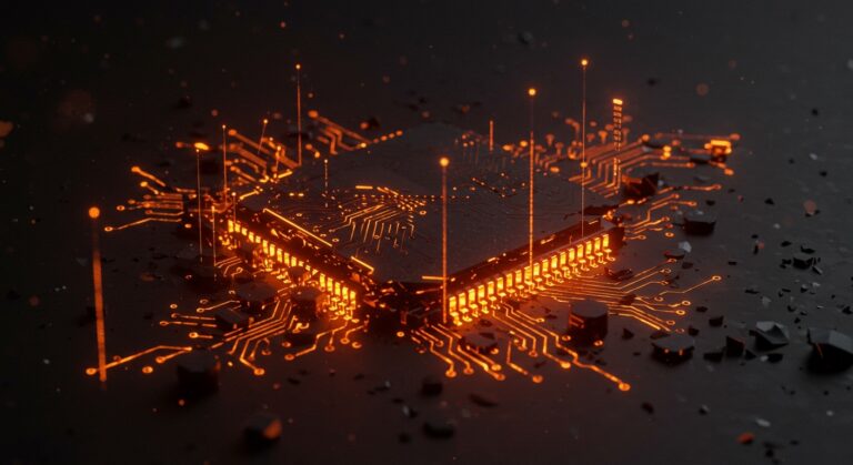 Imagen conceptual de una GPU fragmentada simbolizando la pérdida de recursos en Big Tech y estrategias de optimización para startups de IA.