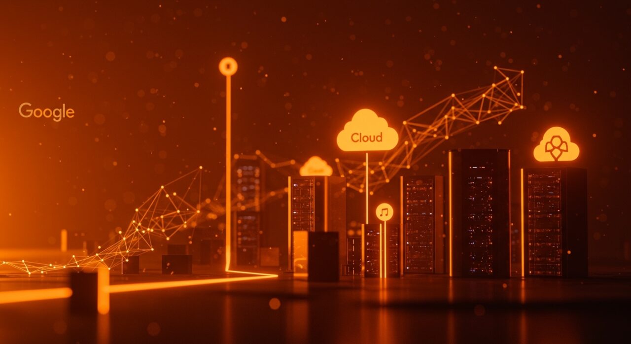 Visualización de infraestructura IA y cloud computing en Big Tech con enfoque en Google Cloud y Azure, destacando oportunidades para startups hispanohablantes.