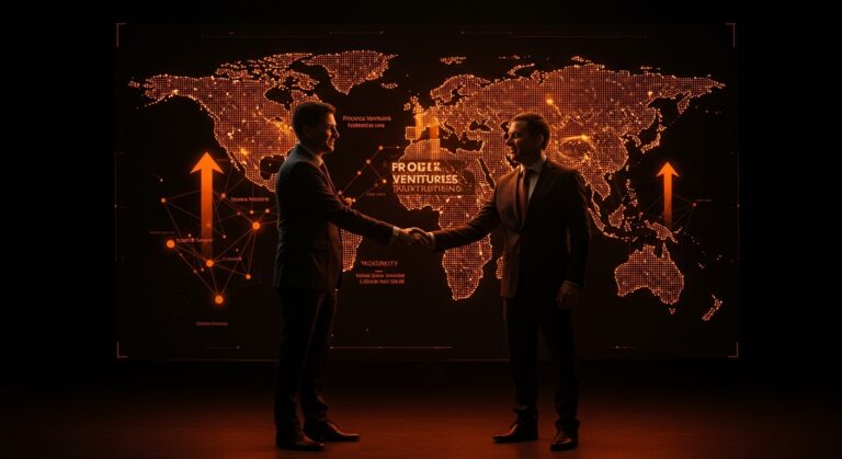 Adquisición de Blackhorn Ventures a Proeza Ventures representada con líderes de negocios y un mapa digital de LATAM, destacando la consolidación de venture capital en movilidad e industrial tech.