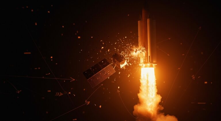 Fallo orbital de Blue Origin con New Glenn causando pérdida de satélite, ilustrando desafíos técnicos en startups aeroespaciales.