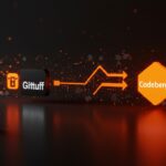 Migración open source de BookStack de GitHub a Codeberg, ilustrando dependencia de plataformas en startups con paleta naranja y negro.