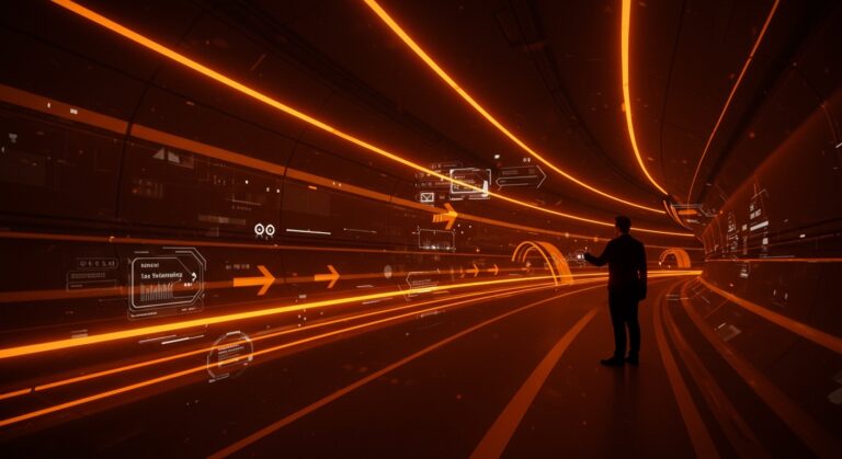 Túnel futurista entre Los Ángeles y San Francisco destacando innovación de The Boring Company y Elon Musk en transporte e infraestructura.