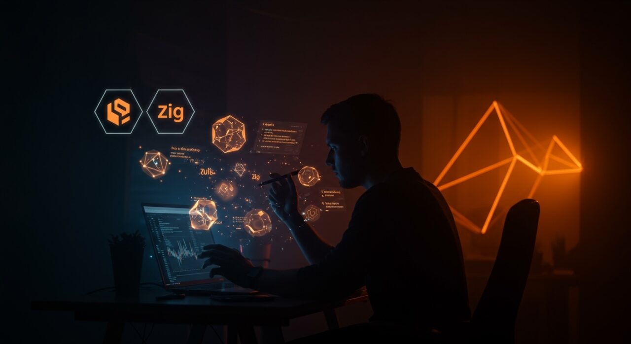 Imagen editorial destacada sobre borrow-checking sin tipado estático en startups tech, mostrando metáforas visuales de gestión de memoria y lenguajes Rust, Zig y Julia.