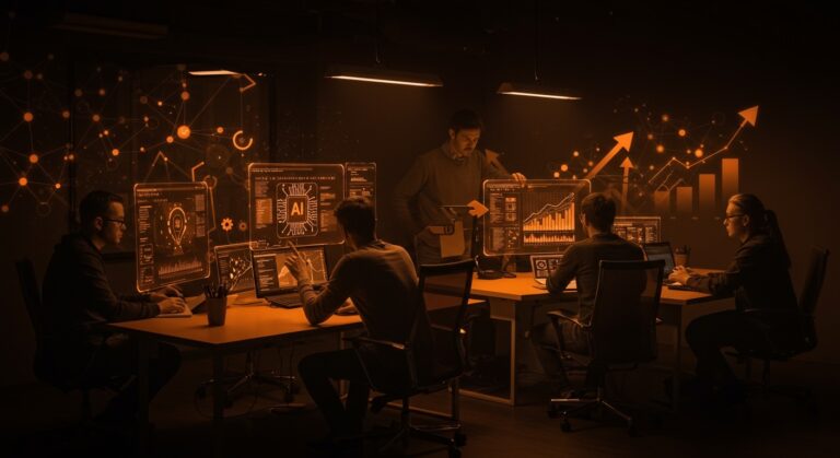 Startup founders participando en formación práctica de habilidades AI para cerrar la brecha tech en 2026 dentro del ecosistema tecnológico.