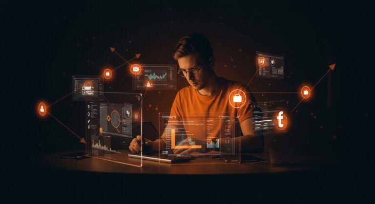 Desarrollador creando plataforma open source para gestión de redes sociales con automatización y programación multicanal en Ecosistema Startup.