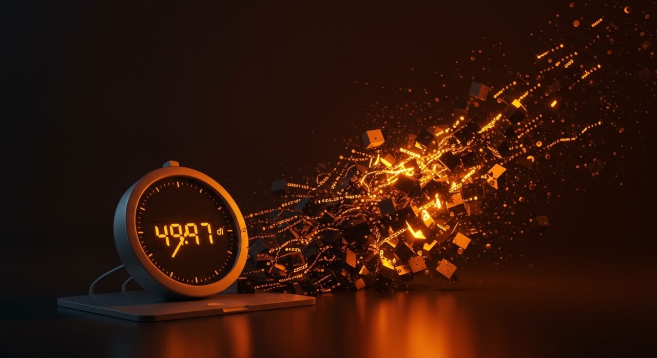 Ilustración del bug en macOS que causa fallo total de red a los 49.7 días por overflow TCP y agotamiento de puertos efímeros en infraestructura de servidores.