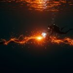 Cable submarino a 3.500 metros en el océano con fracturas luminosas, ilustrando el riesgo para la infraestructura de internet y la seguridad digital en startups.