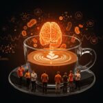 Impacto del café en el microbioma y cognición mostrando conexión eje intestino-cerebro para mejorar productividad en founders.