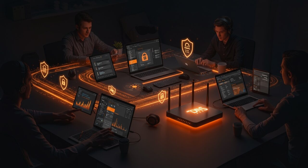 Equipo remoto configurando Cloudflare DNS para mejorar velocidad y privacidad en internet en entornos startup.