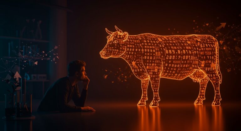 Fundador analizando eficiencia alimentaria y pérdidas calóricas del vacuno en food tech para proteínas alternativas y agricultura sostenible.