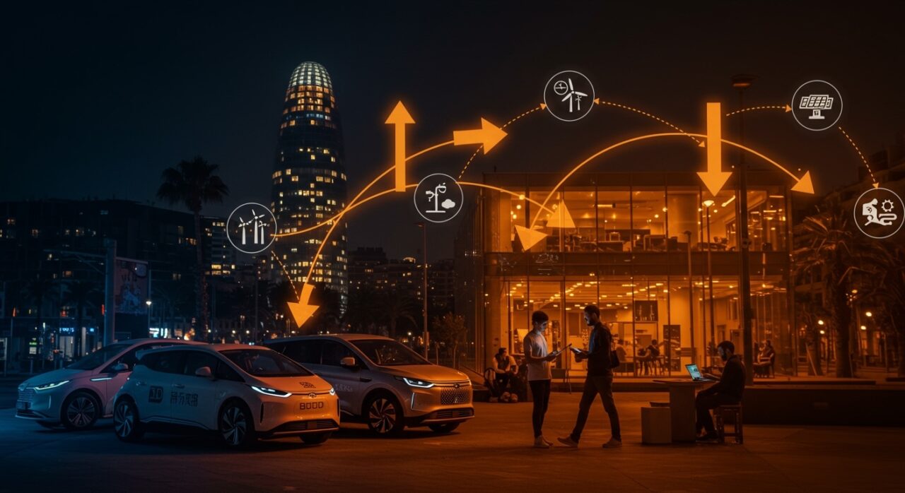 Inversión china en tecnología en Cataluña con vehículos eléctricos y startups en hub tecnológico de Barcelona.