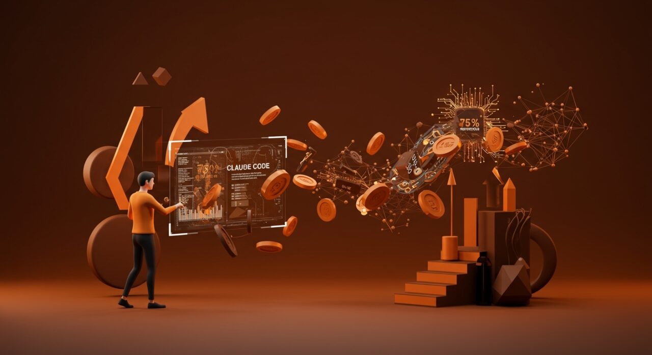 Optimización de tokens en IA aplicada con Claude Code, mostrando reducción de costos y aceleración en desarrollo y automatización.