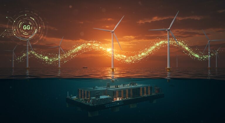 Centro de datos submarino Lingang en China con energía 100% renovable mediante eólica marina y tecnología sostenible.