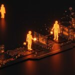 Visualización de agentes autónomos de IA y daemons limpiando repositorios para automatización y calidad en equipos tecnológicos.