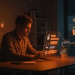 Fundador de startup analizando regulaciones de Chat Control y CSA UE en un entorno digital moderno, destacando impacto en privacidad y cumplimiento tecnológico.