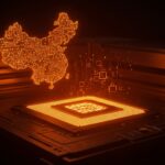 Máquina de fabricación de chips en China representando la autosuficiencia tecnológica y el avance en la industria de semiconductores.