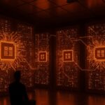 Centro de datos con chips Huawei Ascend 910C en China, ilustrando la brecha tecnológica con OpenAI en el sector de semiconductores y IA.