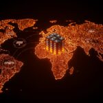 Mapa digital que destaca el dominio mundial de China en baterías y la geopolítica energética global en 2026.