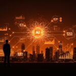 Inversión récord en inteligencia artificial en Asia liderada por China, ilustrada con emprendedor y flujos de capital en startups tecnológicas.