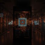 Centro de datos IA en Shenzhen con chips Huawei Ascend 910C destacando avances tecnológicos y desafíos de sanciones en semiconductores.