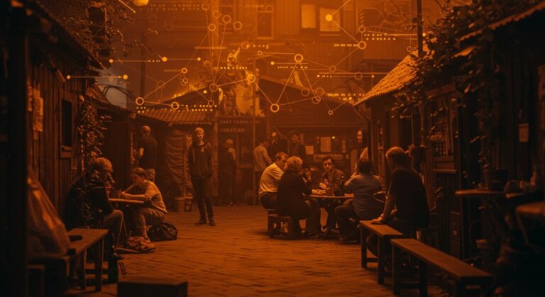 Comunidad autónoma Christiania en Copenhague representando modelo social alternativo y organización horizontal para startups.