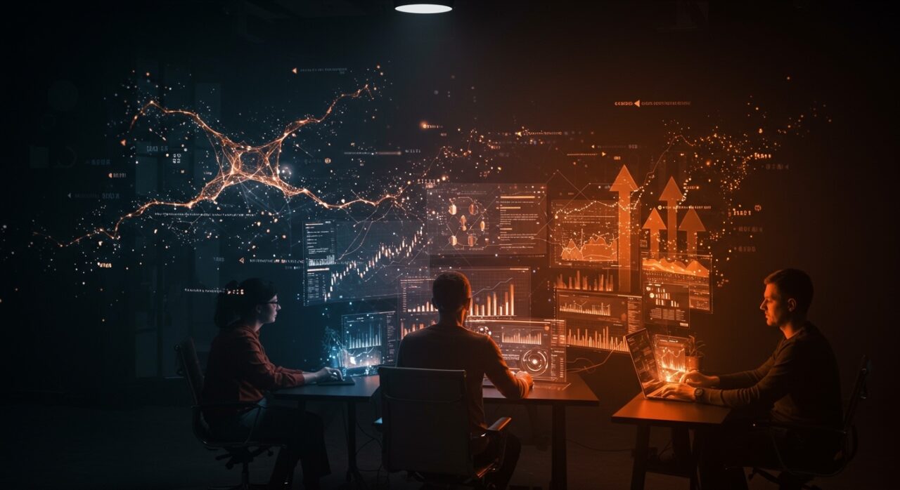 Fundadores tech analizando alternativas de inteligencia artificial y precios reales de Claude Code para startups hispanas con presupuesto limitado.