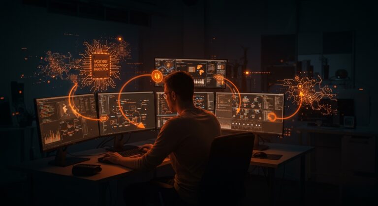 Desarrollador utilizando Claude Code y Ollama para optimizar costos de IA en startups con modelos open-source y automatización local.