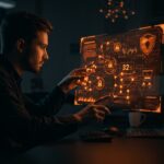 Evaluación de ciberseguridad con inteligencia artificial mostrando cadena de ataque y defensa para startups tecnológicas.