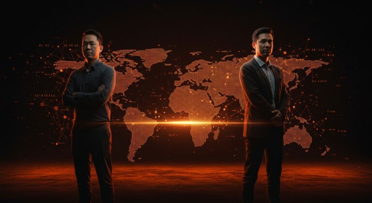 Fusión de startups de IA empresarial Cohere y Aleph Alpha simbolizando la consolidación y el crecimiento en inteligencia artificial B2B.