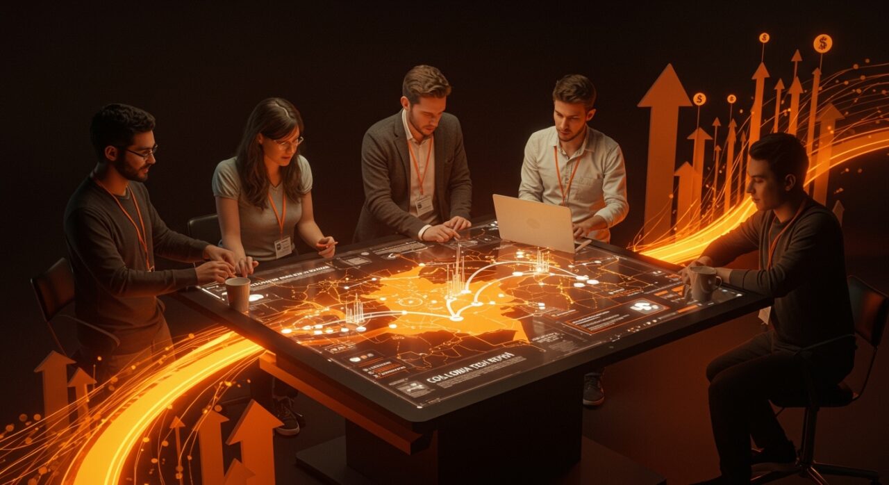 Colaboración de emprendedores colombianos destacando el crecimiento y la inversión en el ecosistema tecnológico de startups en Colombia y LATAM.