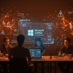 Startup founders analyzing Microsoft Copilot y sus términos de uso como herramienta de IA solo para entretenimiento en entornos empresariales.