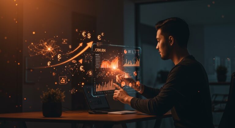 Imagen representativa de CRM automatizado con inteligencia artificial en startups de LATAM, mostrando datos comerciales convertidos en ventas reales.