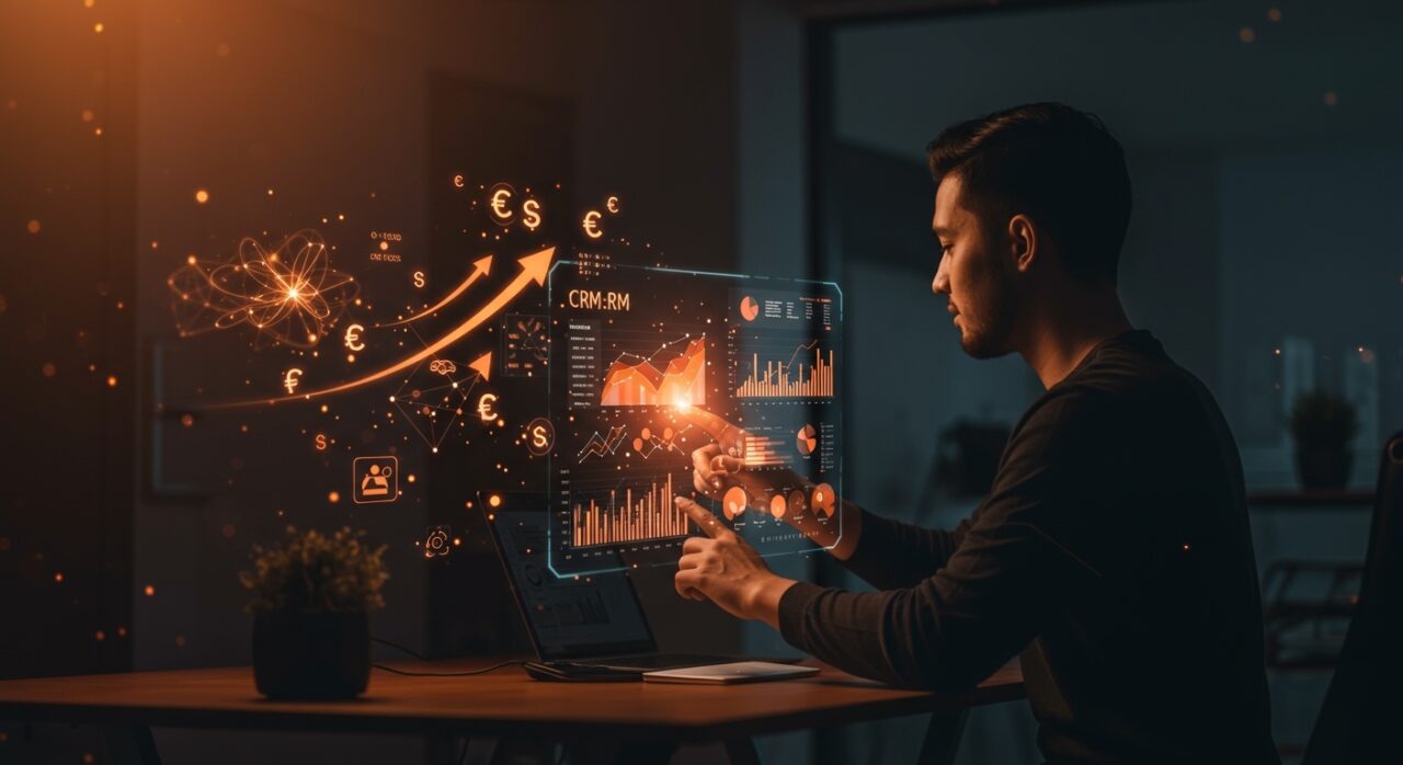 Imagen representativa de CRM automatizado con inteligencia artificial en startups de LATAM, mostrando datos comerciales convertidos en ventas reales.