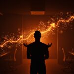 Fundadora de startup uruguaya Cryosmetics mirando un horizonte digital con metáforas de inversión y expansión internacional en cosmética natural basada en microbioma.