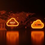 Ilustración de migración cloud del Banco Central Holandés hacia Lidl Cloud resaltando la soberanía digital europea y tecnología cloud europea.
