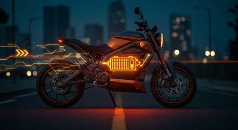 Moto eléctrica con batería de estado sólido y carga rápida presentada en CES 2026, destacando innovación tecnológica en movilidad eléctrica.