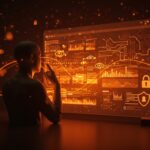 Ilustración conceptual de vigilancia publicitaria web con enfoque en privacidad y modelos éticos para startups, destacando impacto de DoubleClick y Apple ATT.