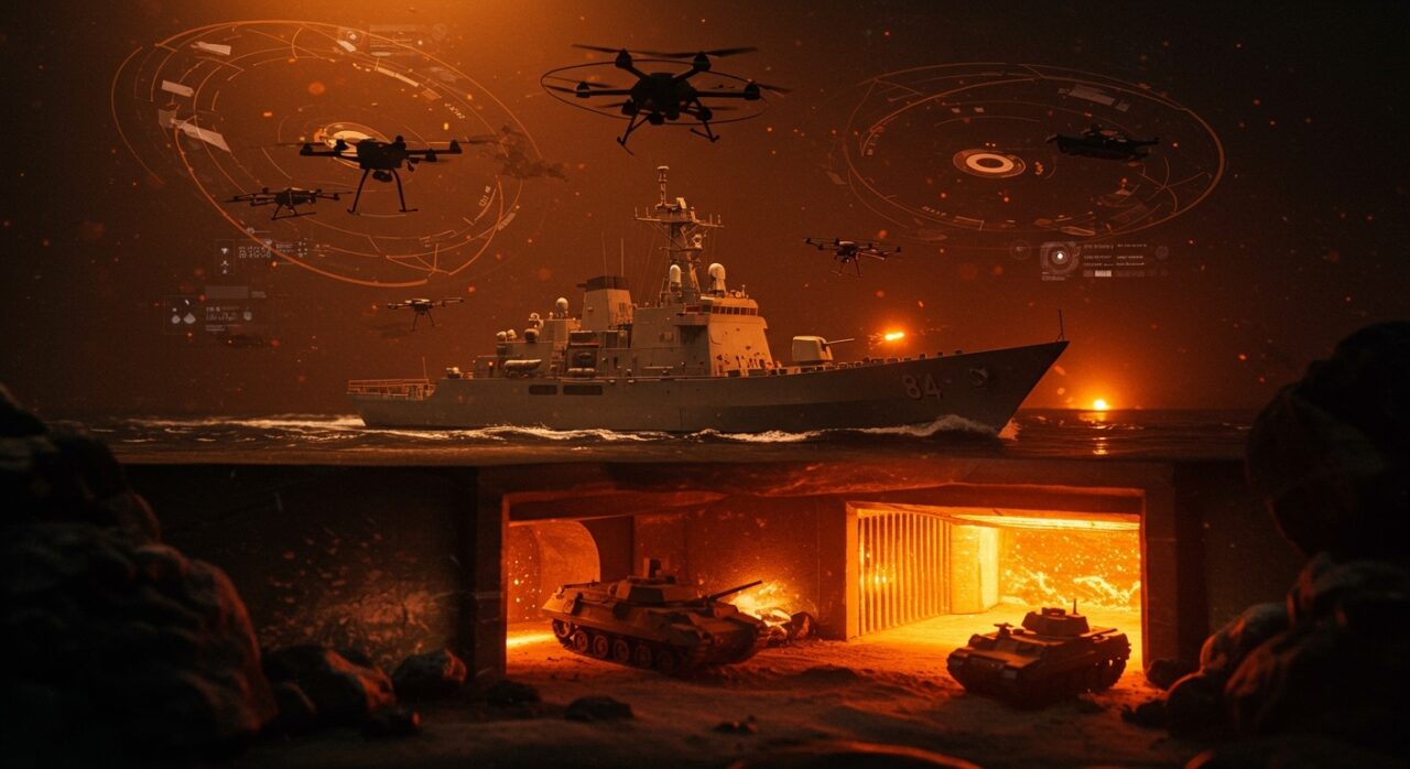 Drones amenaza activos de defensa en superficie destacando la protección subterránea y tecnología antidrón en startups de defensa.