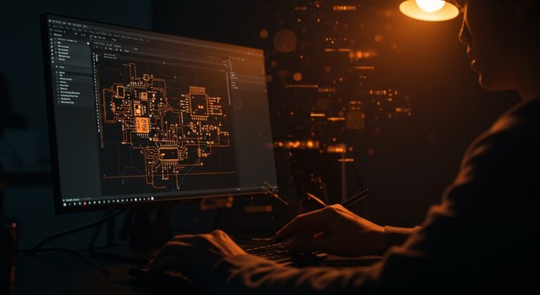 Diseño de PCB open source para Arduino y ESP32 en KiCad, destacando ahorro en prototipos y automatización hardware.