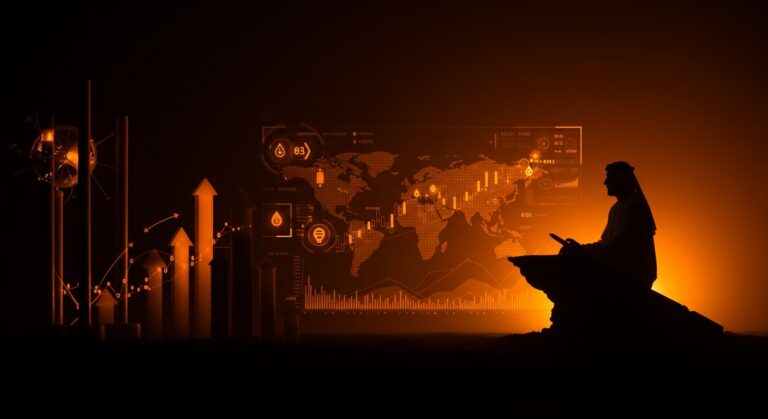 Representación visual del impacto de la salida de Emiratos Árabes Unidos de la OPEP en el mercado energético y startups fintech.