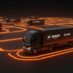 Flota de 75 camiones eléctricos Einride desplegados por Amazon en EE.UU., destacando innovación en movilidad eléctrica y sostenibilidad en startups de hardware.