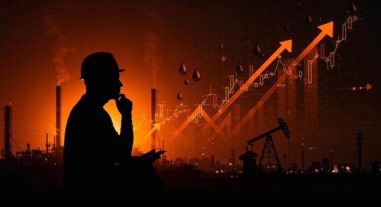 Impacto del abandono de Emiratos Árabes Unidos a OPEP+ en costos energéticos para startups, representación visual editorial en tonos naranja y negro.