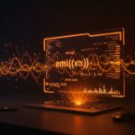 Operador binario eml visualizado en una interfaz digital con símbolos matemáticos, representando IA interpretable y regresión simbólica en startups tecnológicas.