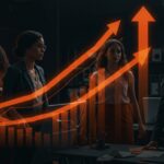 Crecimiento del empleo femenino en EE.UU. 2026 representado con profesionales mujeres liderando en un entorno laboral moderno y metáforas visuales de tendencia laboral.