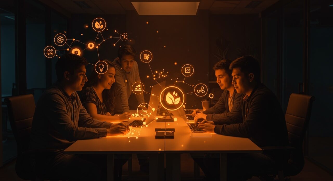 Emprendedores colaborando en incubadora con capital semilla en Perú, mostrando el ecosistema startup y programas de ProInnóvate.