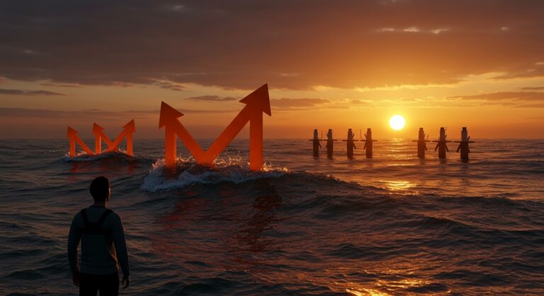 Innovación en energía undimotriz en Japón representada con tecnología verde y oportunidades para startups energéticas.