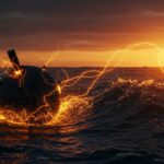 Dispositivo Ocean-2 de Panthalassa generando energía undimotriz en el océano para energía renovable y proyectos de hidrógeno verde.